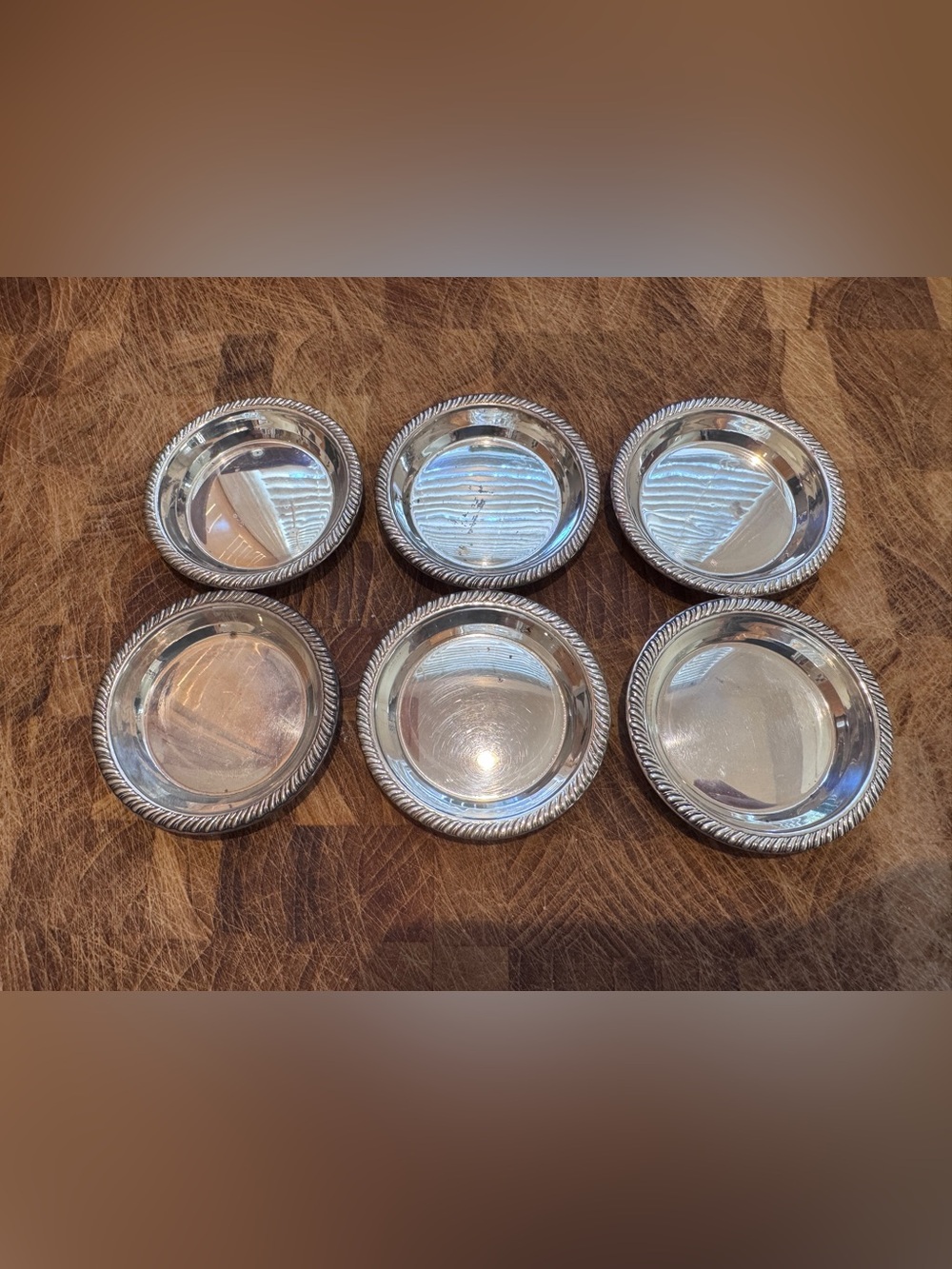 Vintage Sterling Silver Butter Pats — Set of 6 - 96g